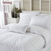 Taitang Satin Stripe Bed Linen 3cm White Stripe Hotel Bed Sheet